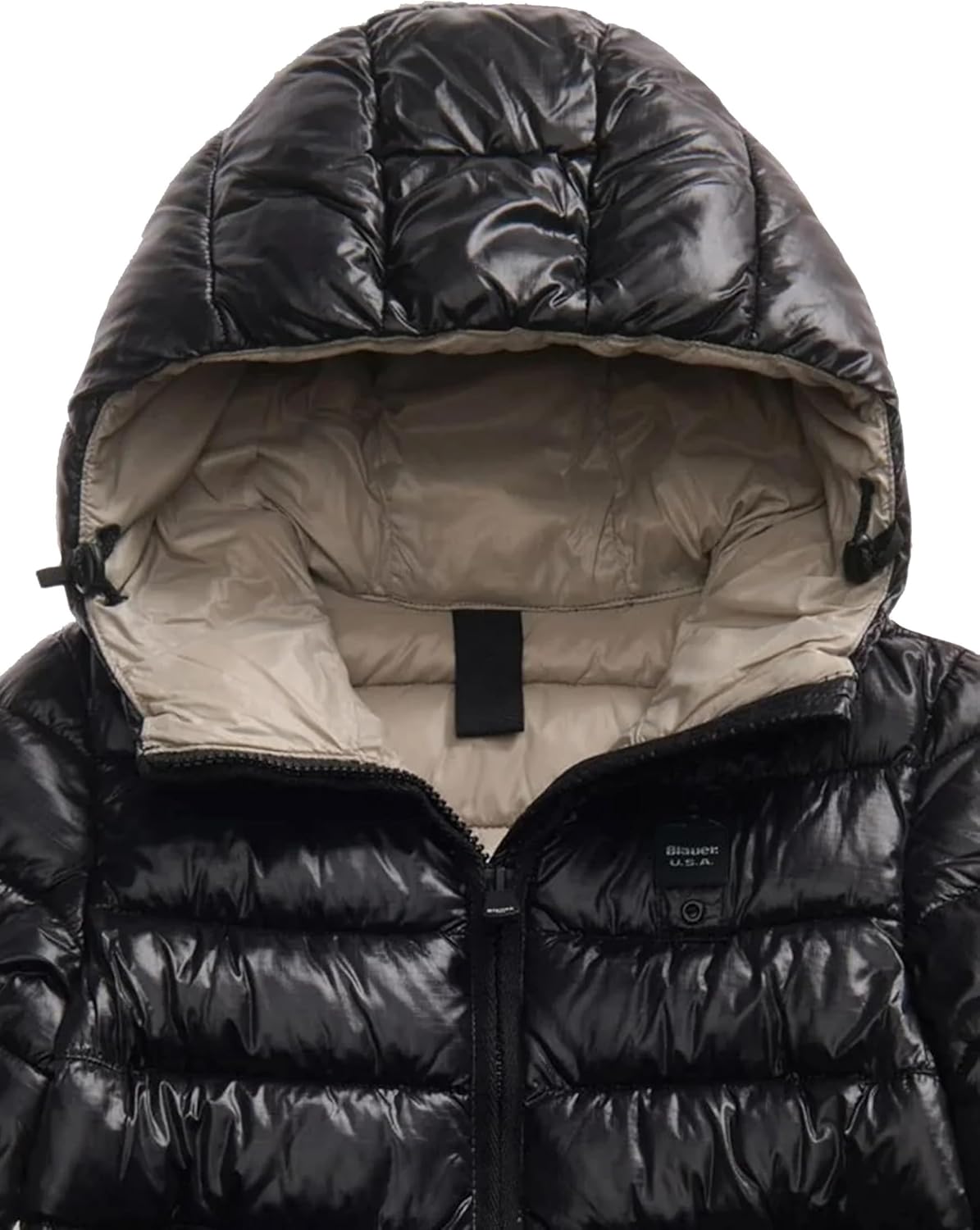 Blauer Winter Down Jacket with Hood, Black, Front Zip, Short Jacket for Girls