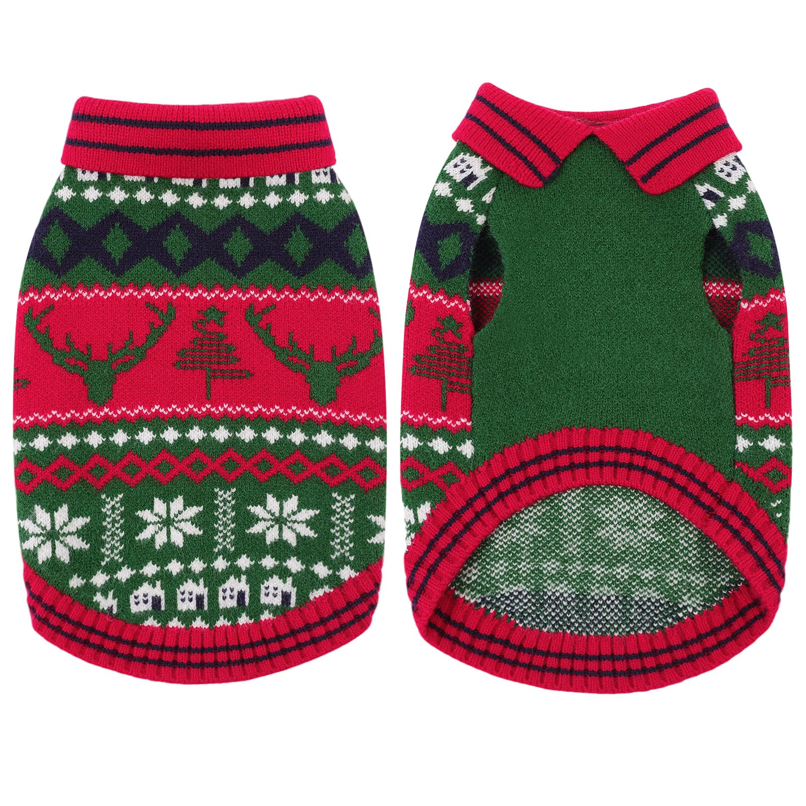 KONVINIT Maglioncino Natale Pullover Maglieria Cane maglione natale cane con Motivi Natalizi per Cani di Piccola,per Cuccioli di Taglia Medio Piccola