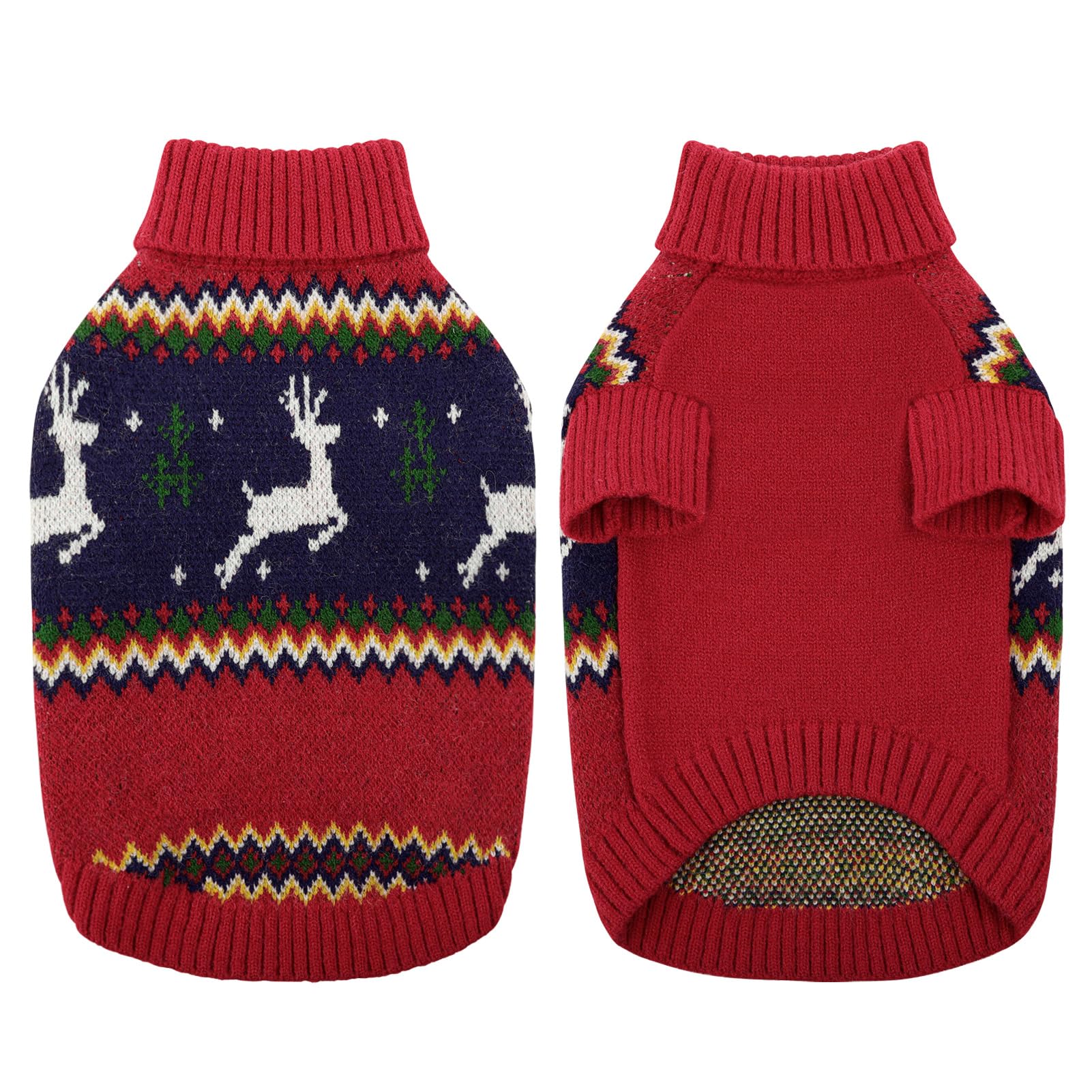 KONVINIT Maglioncino Natale Pullover Maglieria Cane maglione natale cane con Motivi Natalizi per Cani di Piccola,per Cuccioli di Taglia Medio Piccola
